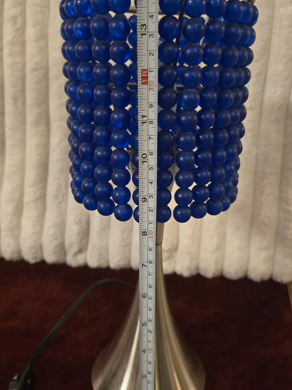 Y2K Vintage Frosted Blue Beaded Accent Table Lamp - Boho/Retro